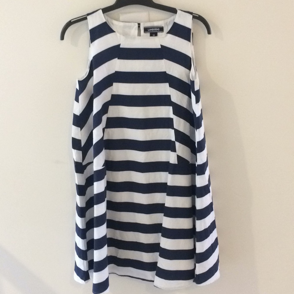 Lands‎ End Nautical Blue & White Striped A-Line Sundress